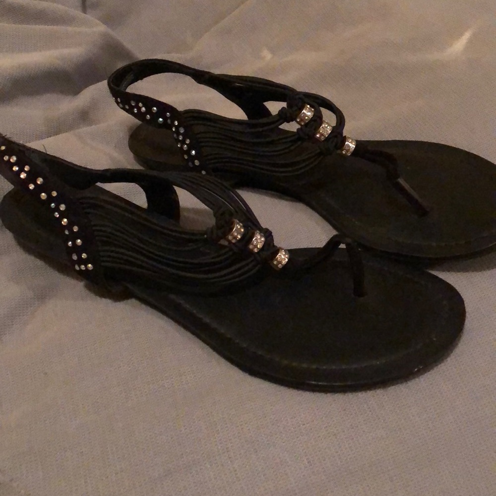 black sparkle sandals